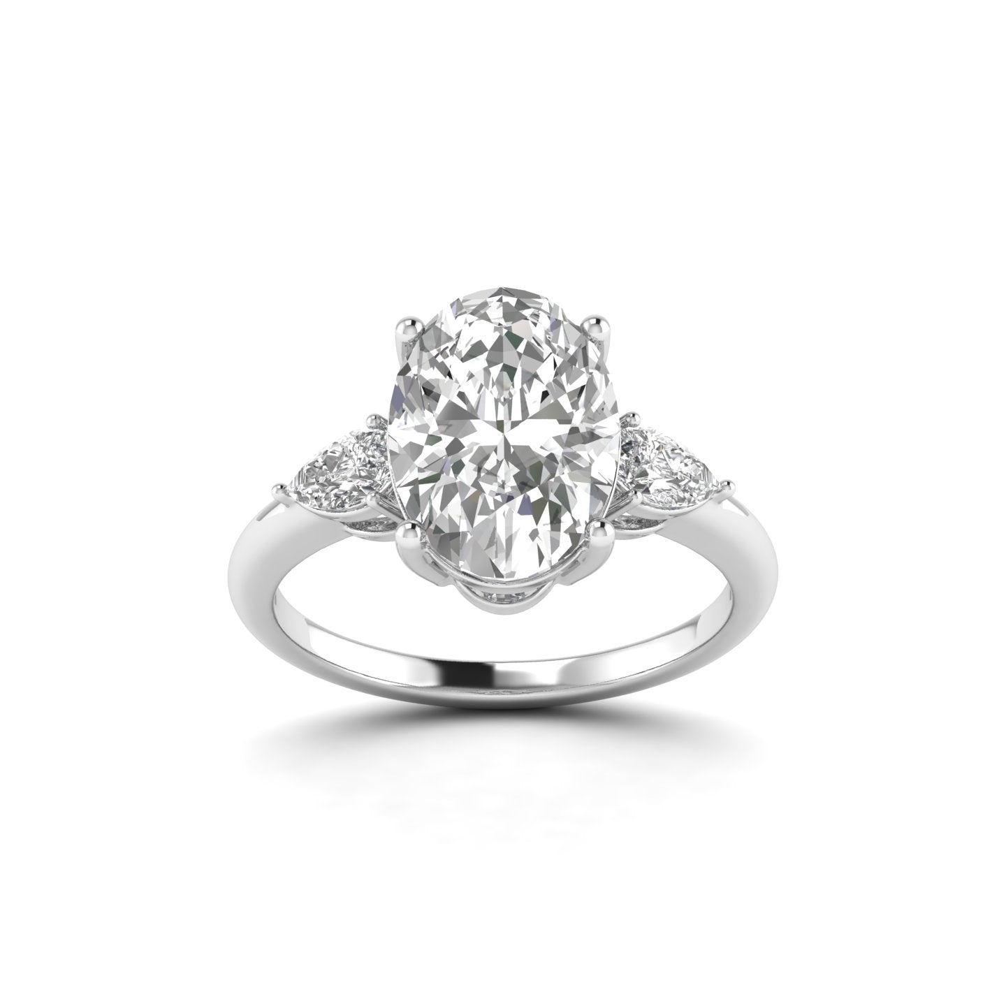 White Gold Studded 3.5 Carat Lab Grown Diamond Ring-F Color VS1 Clarity.